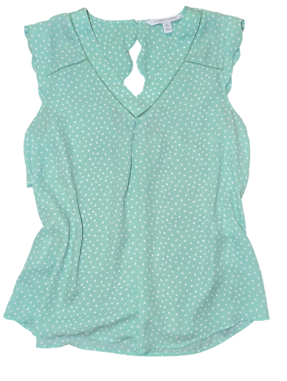 41 Hawthorn Mint Polka Dot Scalloped Ruffle Shell